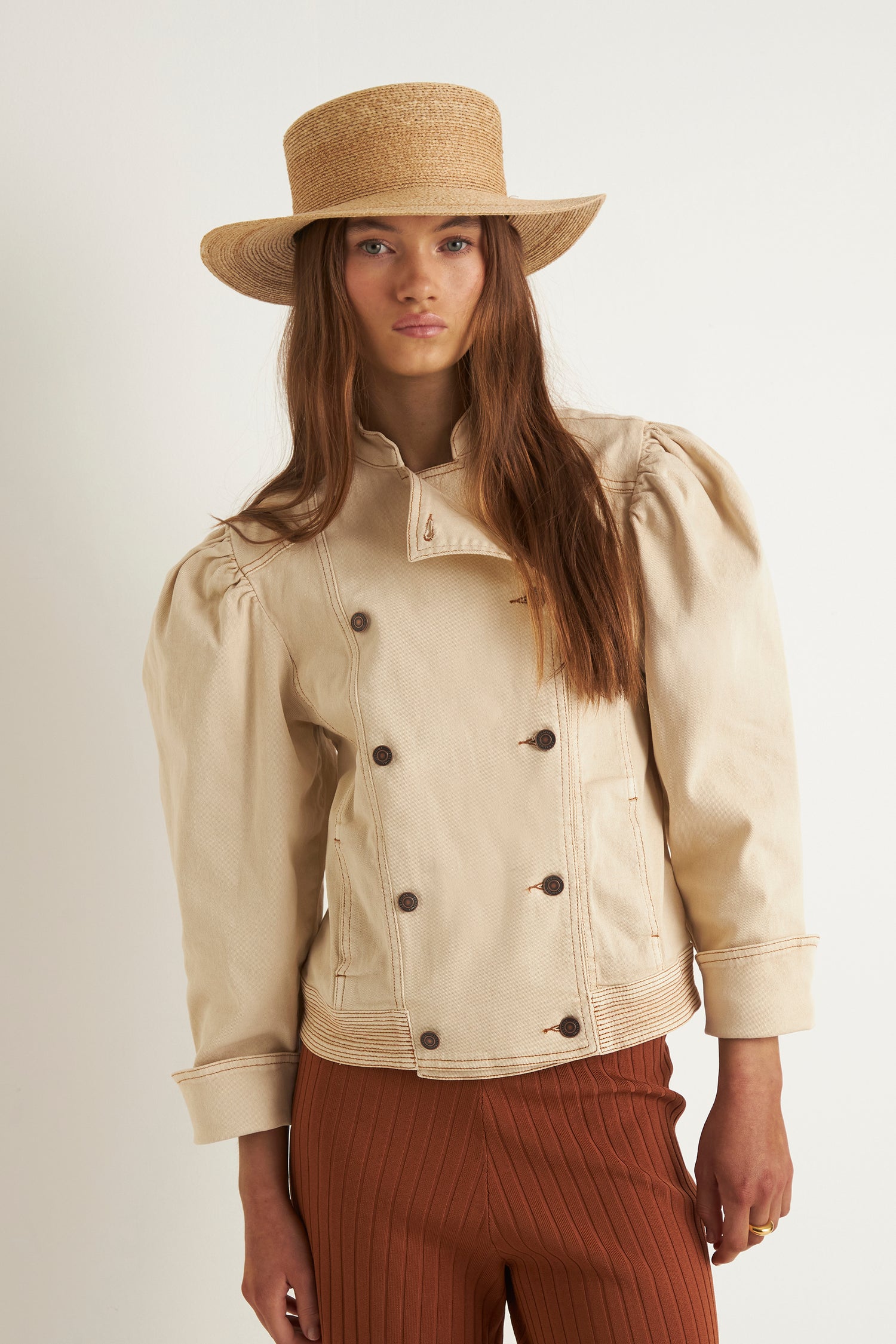 HOLLY PUFF DENIM JACKET (CREME)