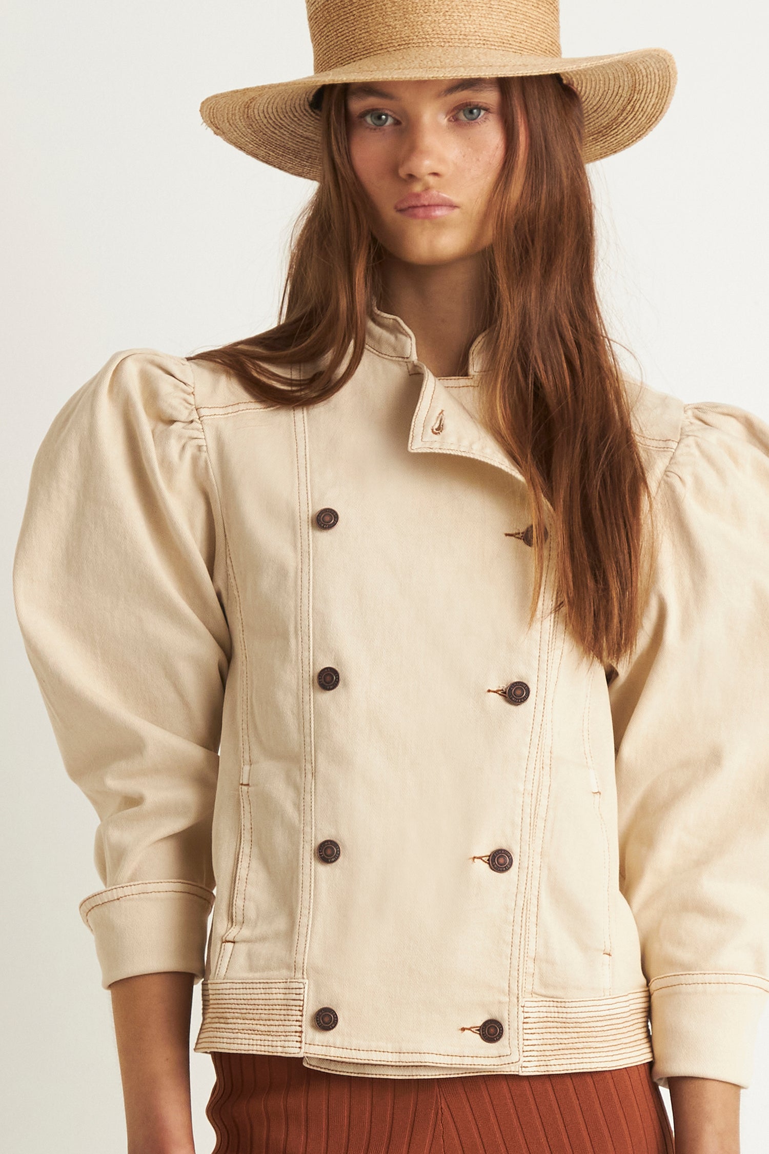 HOLLY PUFF DENIM JACKET (CREME)