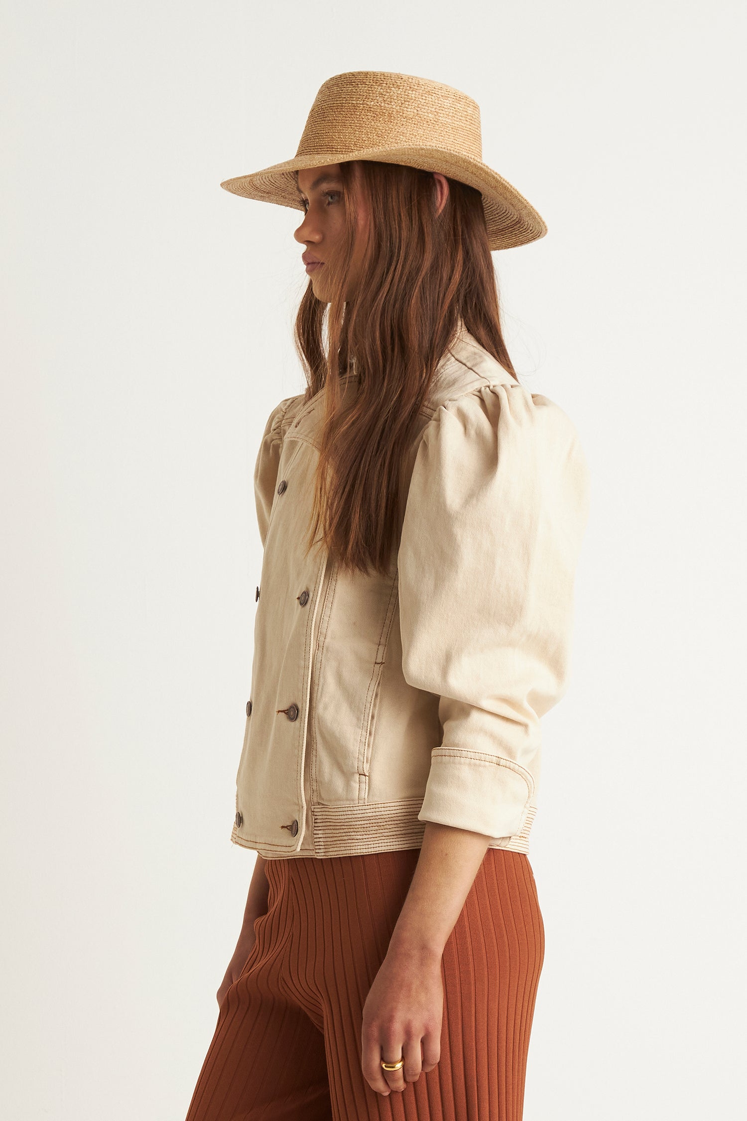 HOLLY PUFF DENIM JACKET (CREME)