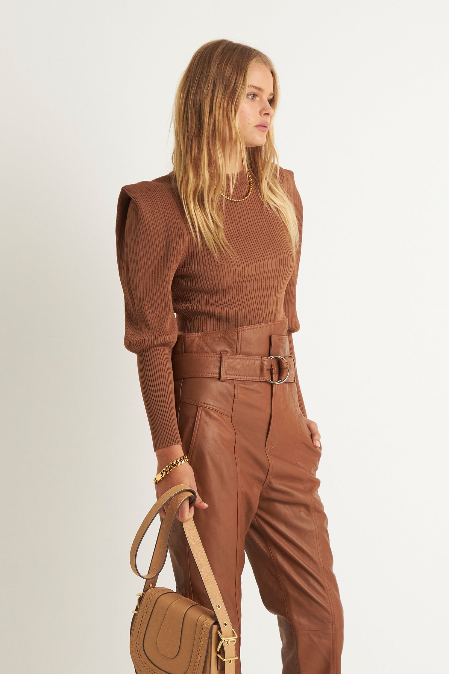LOLA LEATHER PANT (TABACCO)