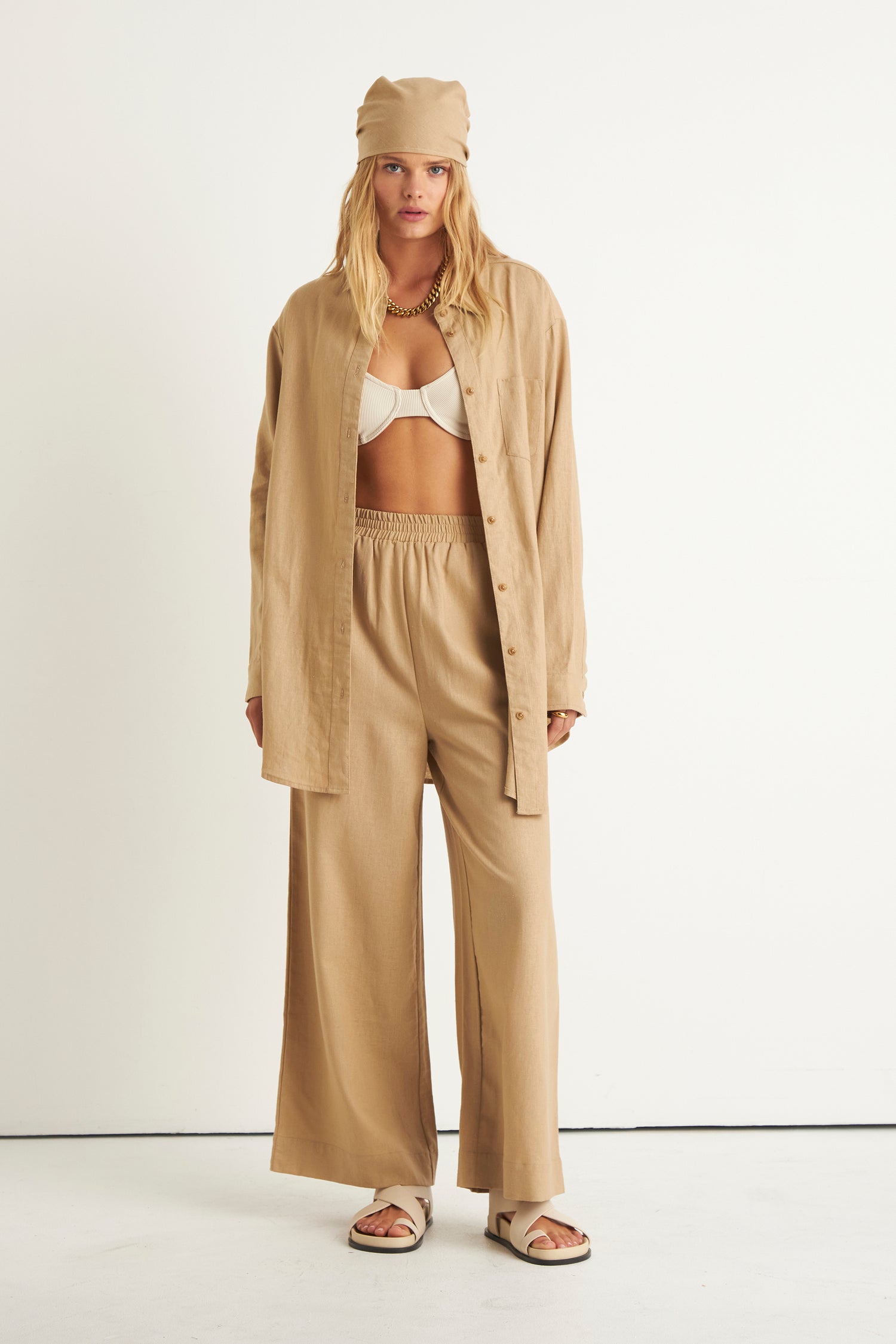 HAZEL WIDE LEG PANT (TAUPE)