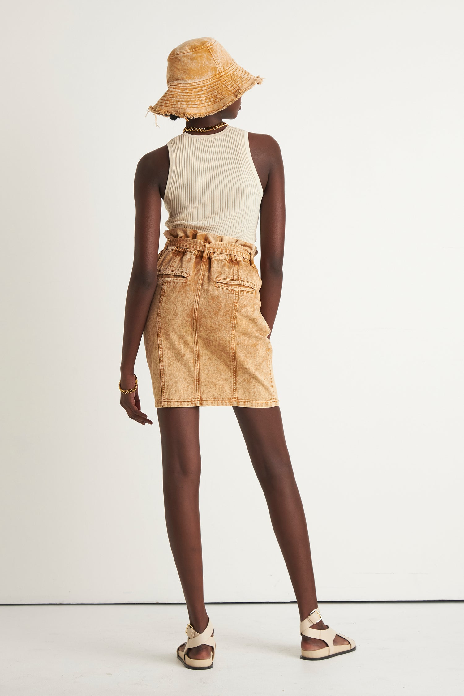 SAVANNAH DENIM SKIRT (TAN)