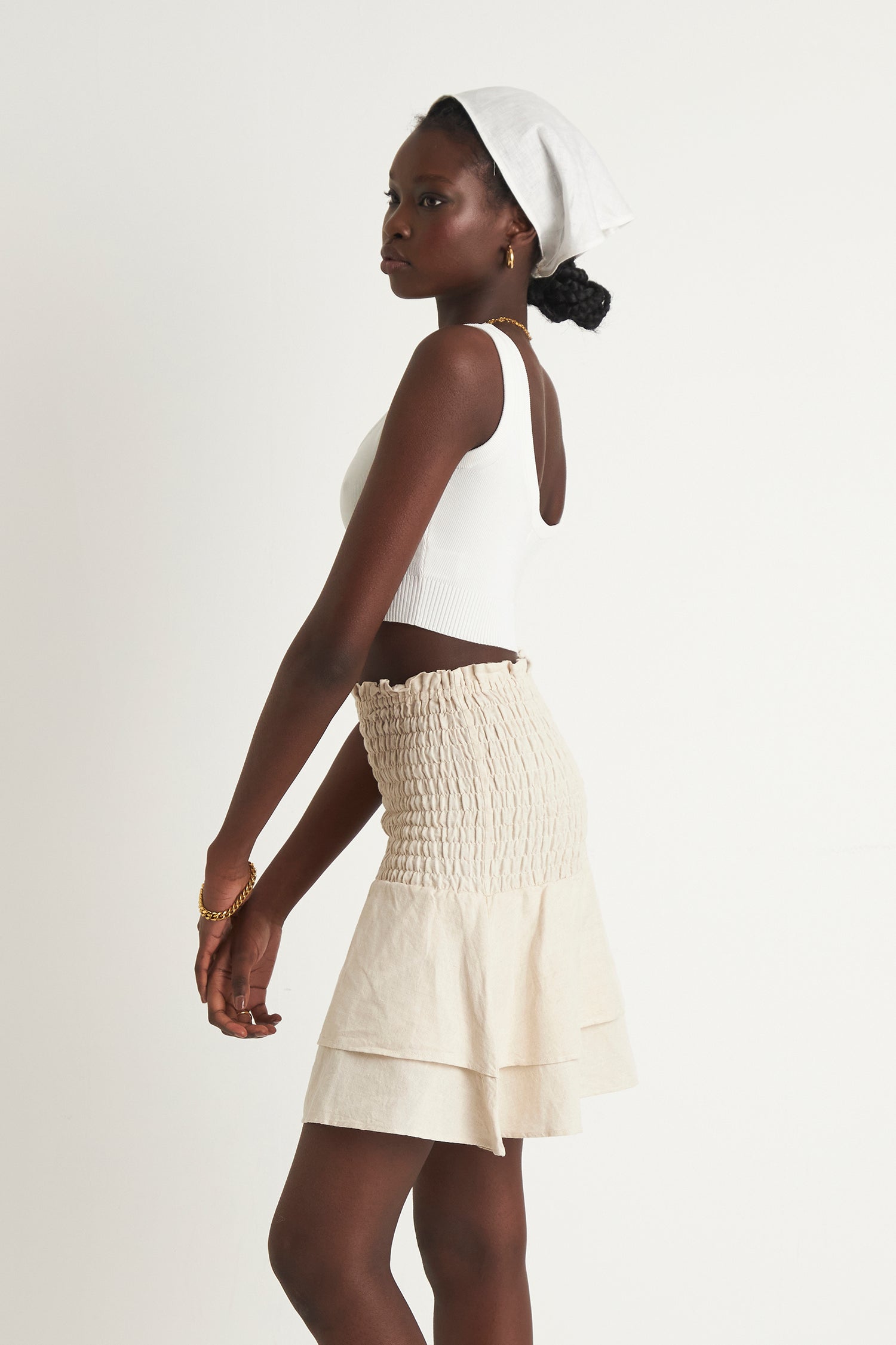 GRASSLANDS TIERED SKIRT (CREME)