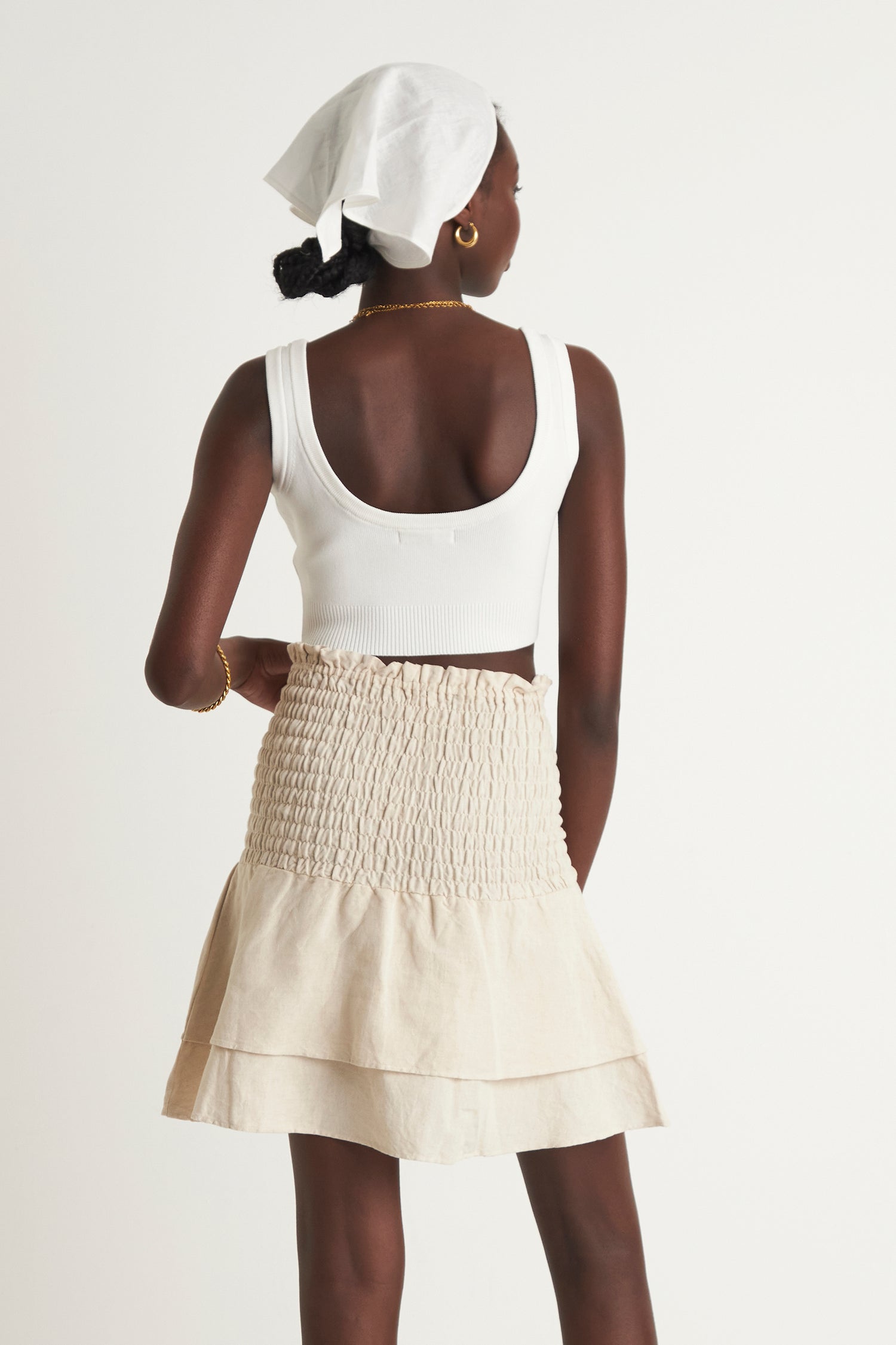 GRASSLANDS TIERED SKIRT (CREME)