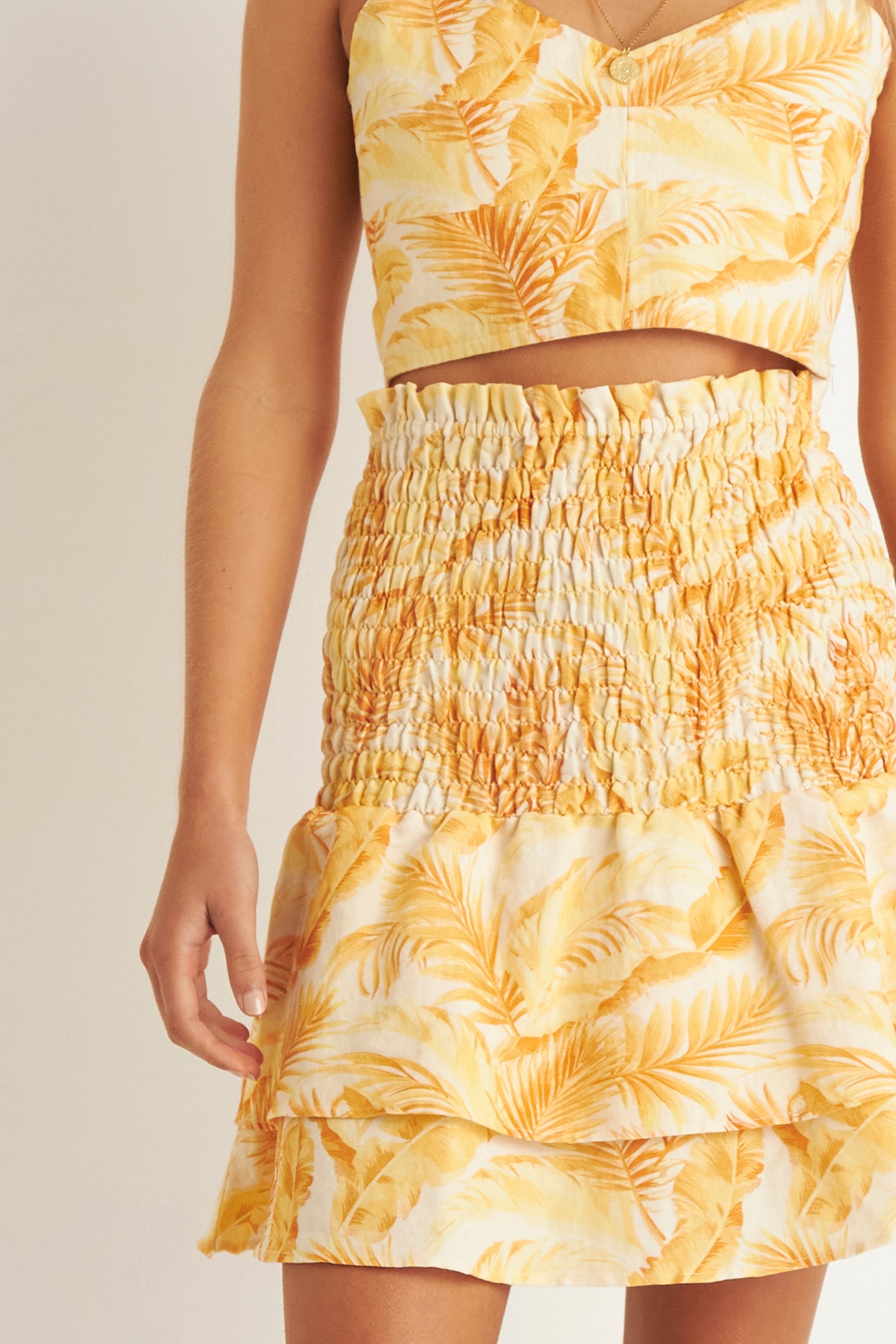 SAFFRON LEAF TIERED SKIRT (YELLOW)