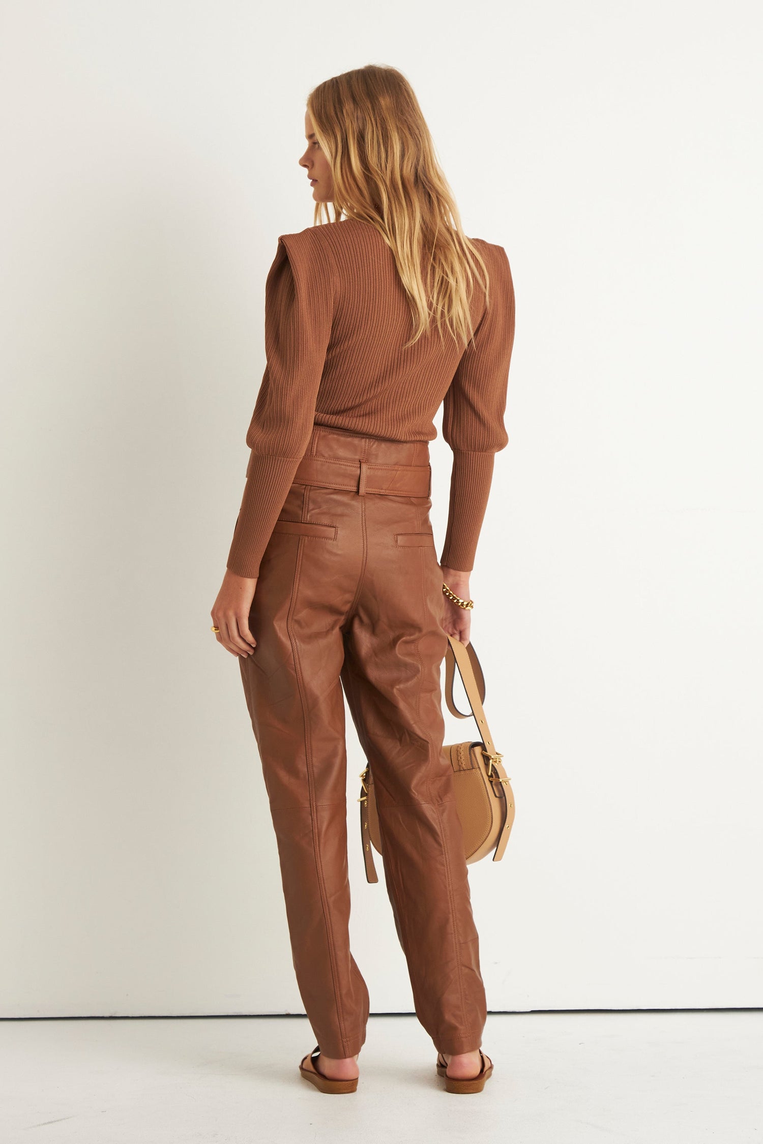 LOLA LEATHER PANT (TABACCO)