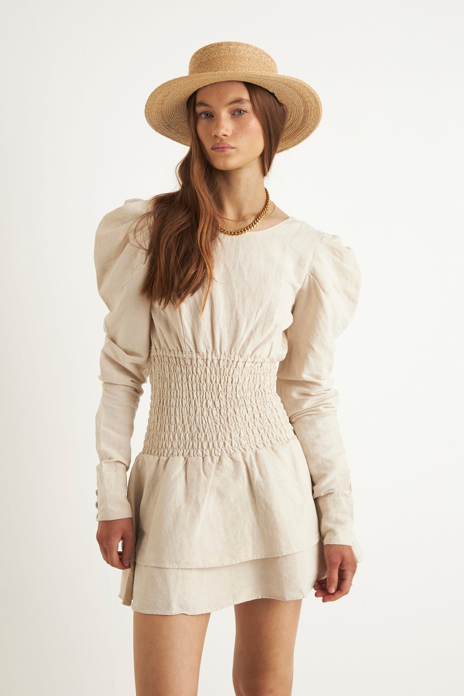 GRASSLANDS MINI DRESS (CREME)