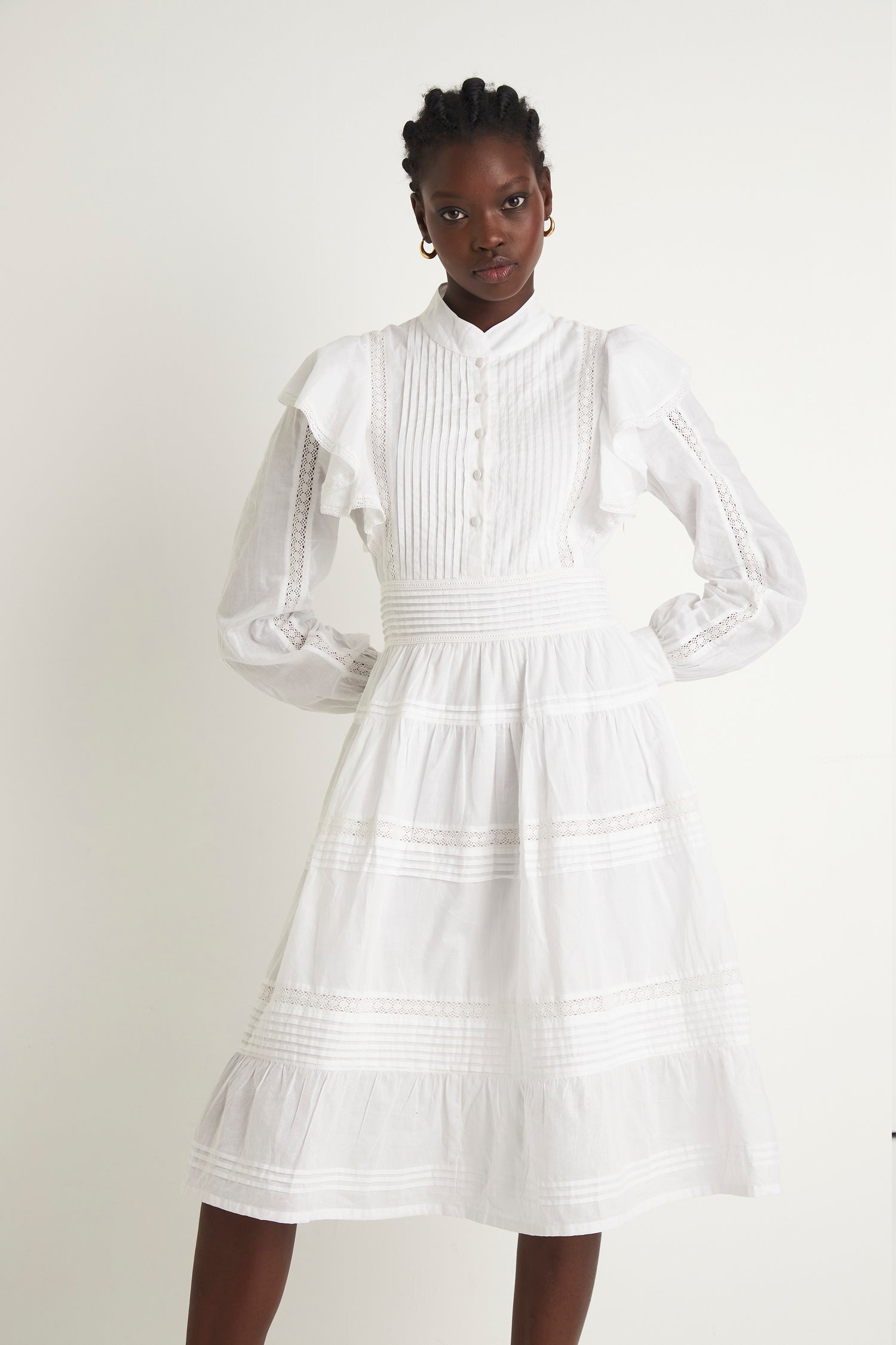 PRAIRIE LACE LONG DRESS (WHITE)